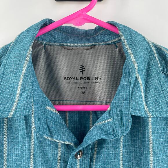 ROYAL ROBBINS Shirt Size Medium Button Down NWT Vista Travel Vacation S/S Blue - Picture 4 of 15